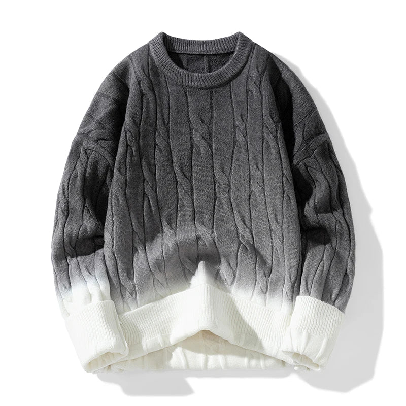 Cable Knit Gradient Wool Sweater