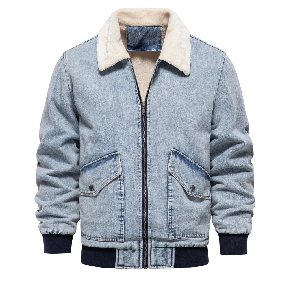 Fleece Lined Rugged Denim Jacket