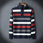 High Collar Striped Wool Sweater