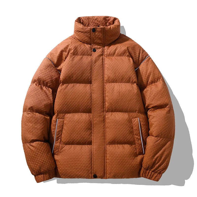 High Collar Textured Puffer Jacket
