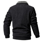 Fleece-Collar Corduroy Zip Jacket