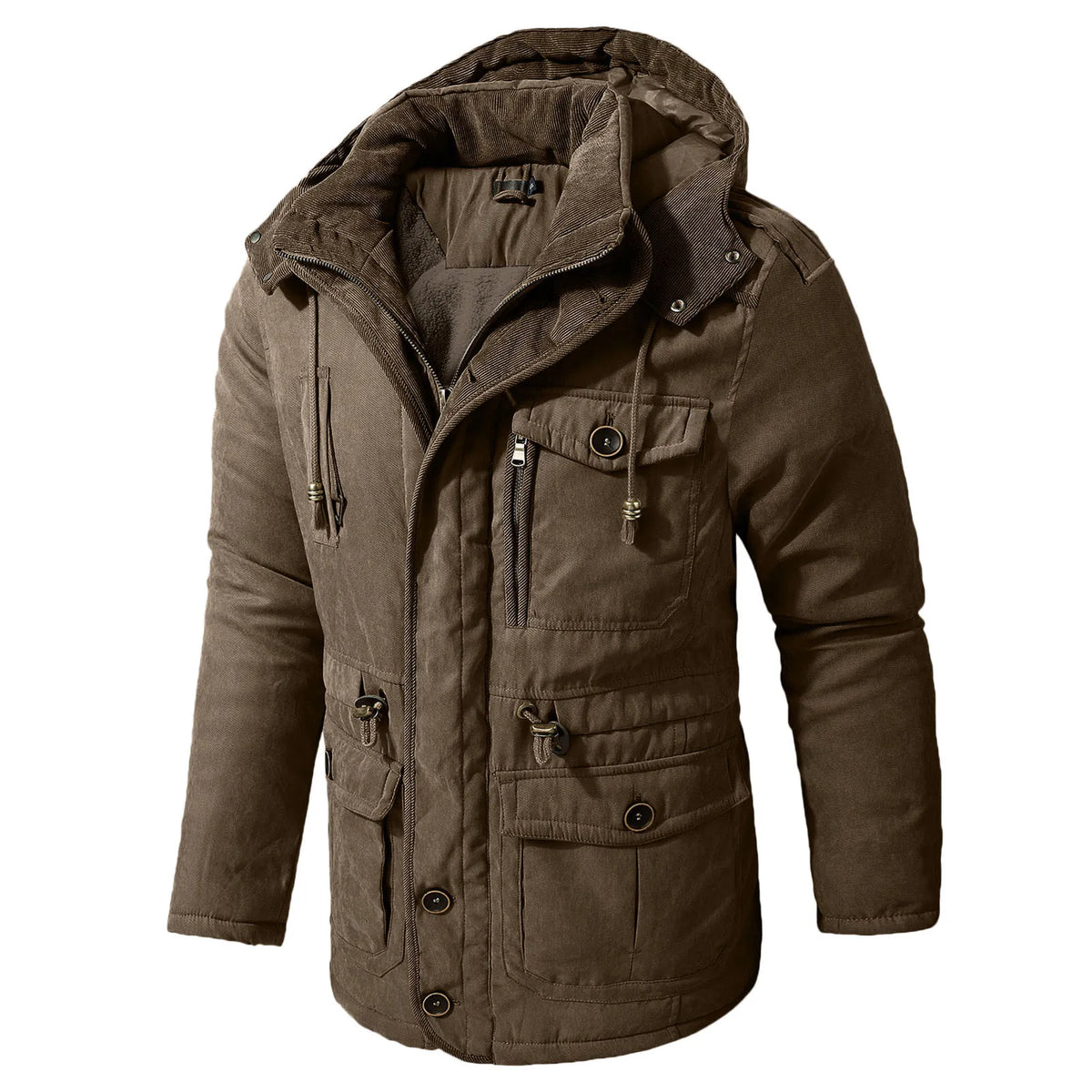 Fleece-Lined Adjustable Hood Parka