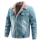 Fleece-Lined Button-Up Denim Jacket