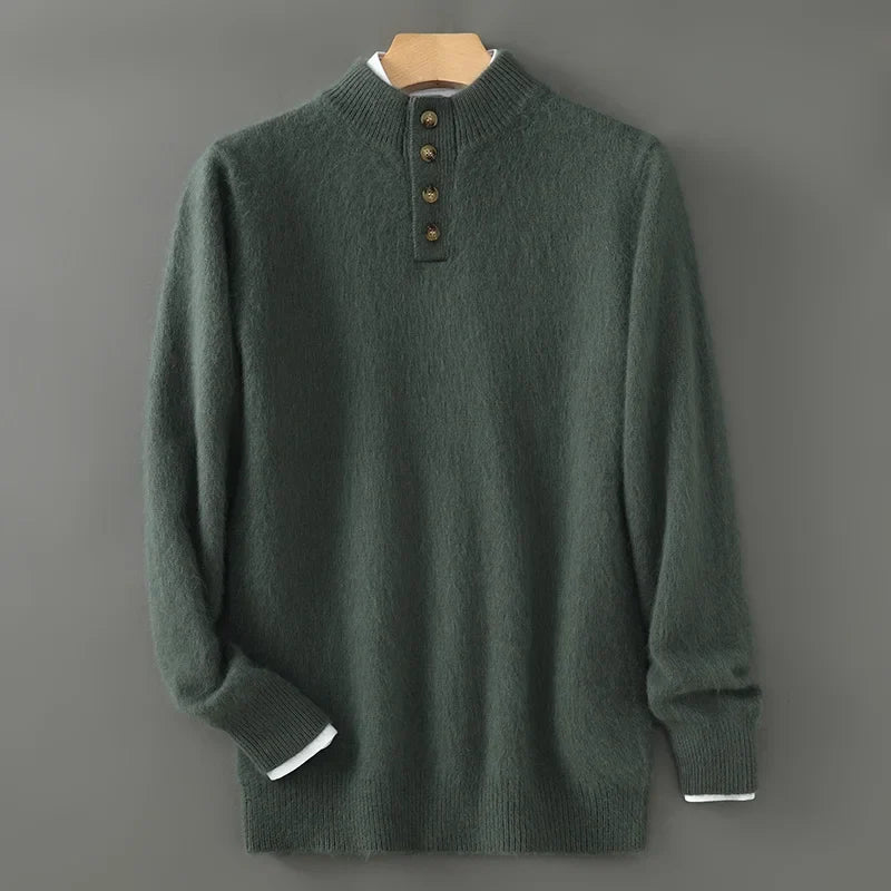 Brushed Wool Button Placket Sweater