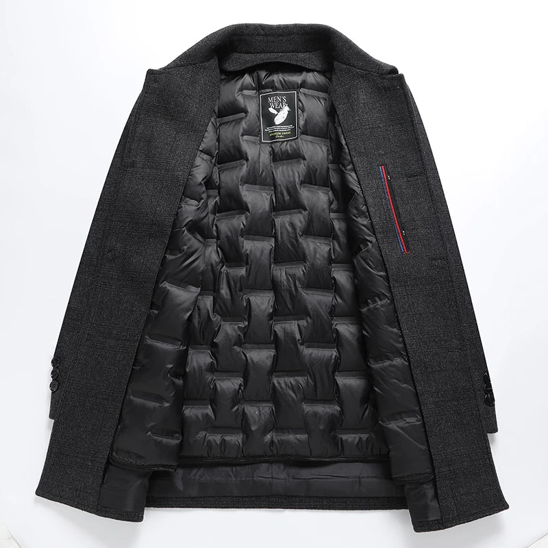 Plaid Turn-Down Collar Wool Coat