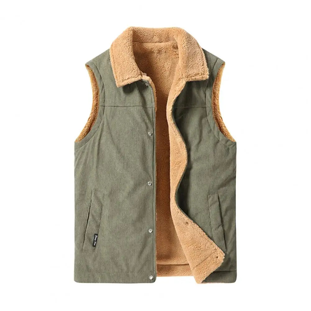Fleece-Lined Button-Up Vest
