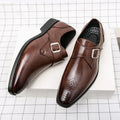 Brogue-Detail Buckle Dress Shoes