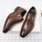 Brogue-Detail Buckle Dress Shoes