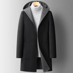 Hooded Wool Blend Mid-Thigh Coat