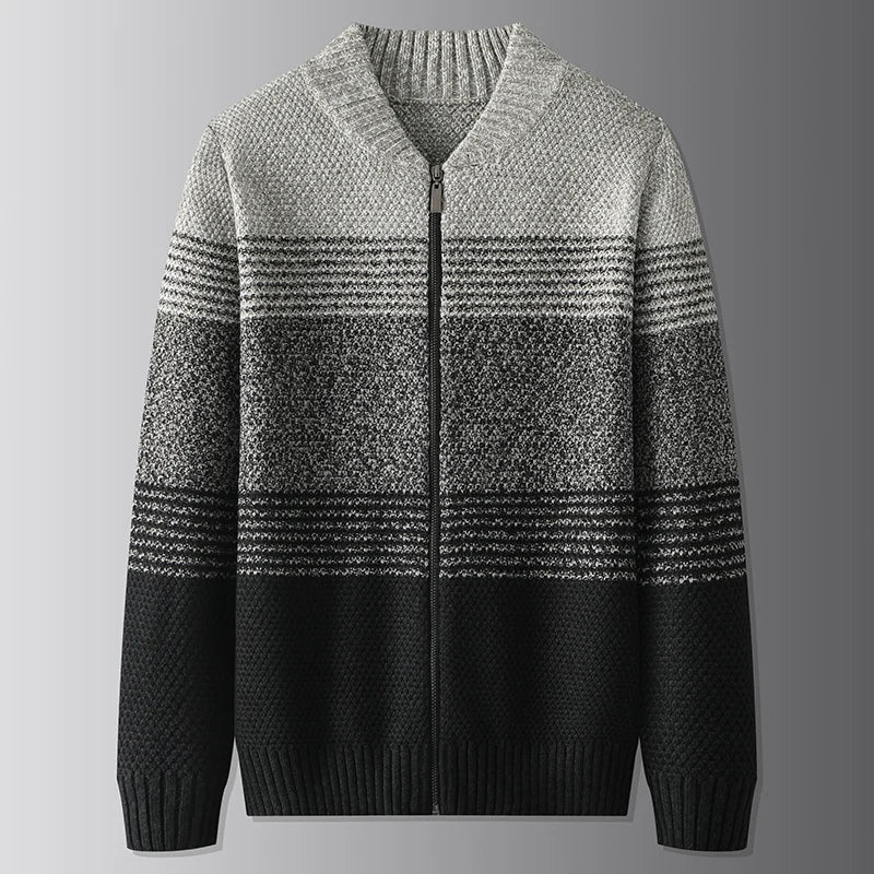 Full Zip Gradient Wool Sweater