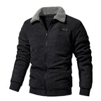 Fleece-Collar Corduroy Zip Jacket