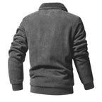 Fleece-Collar Corduroy Zip Jacket