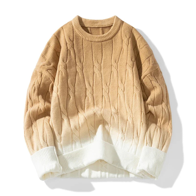 Cable Knit Gradient Wool Sweater