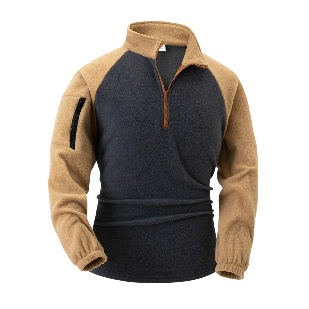 Two-Tone Stand Collar Fleece Pullover