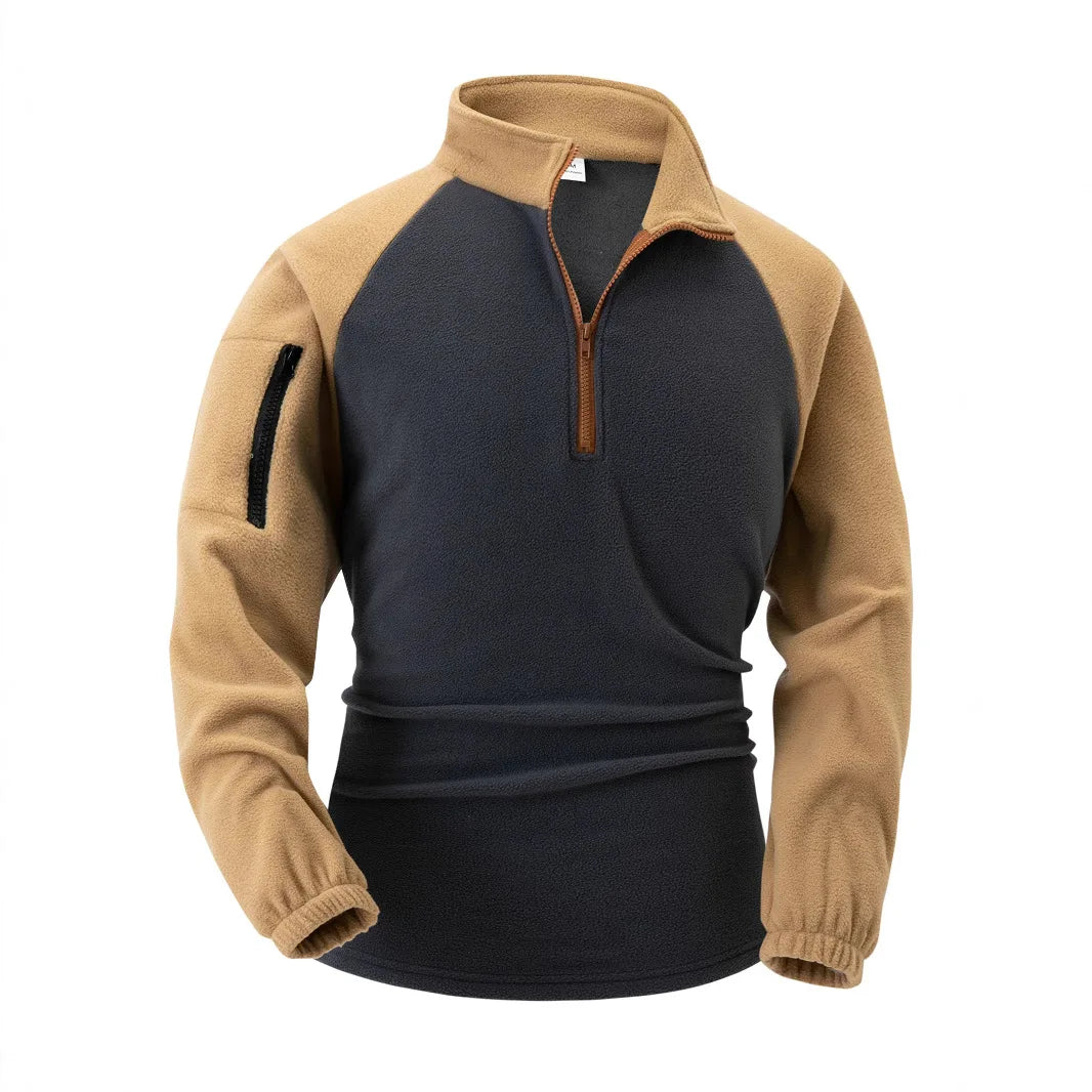 Two-Tone Stand Collar Fleece Pullover