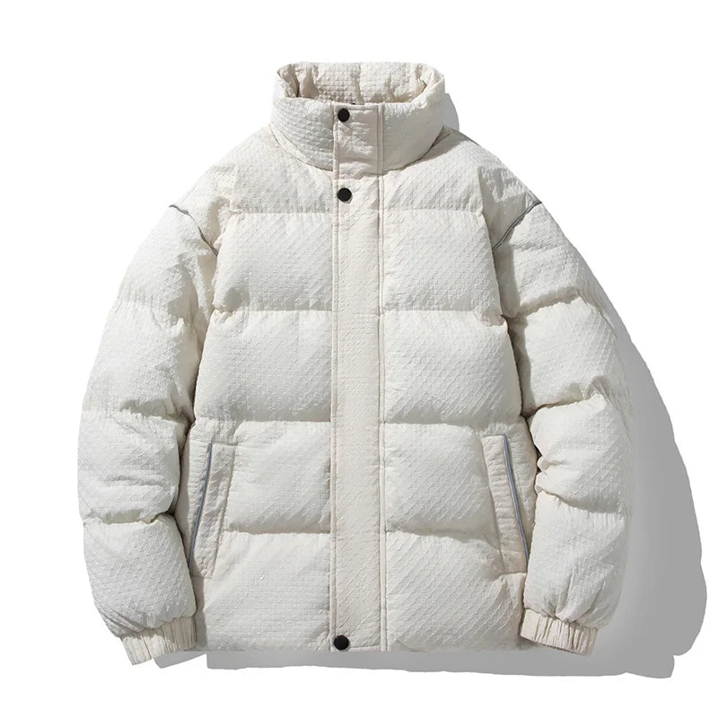 High Collar Textured Puffer Jacket
