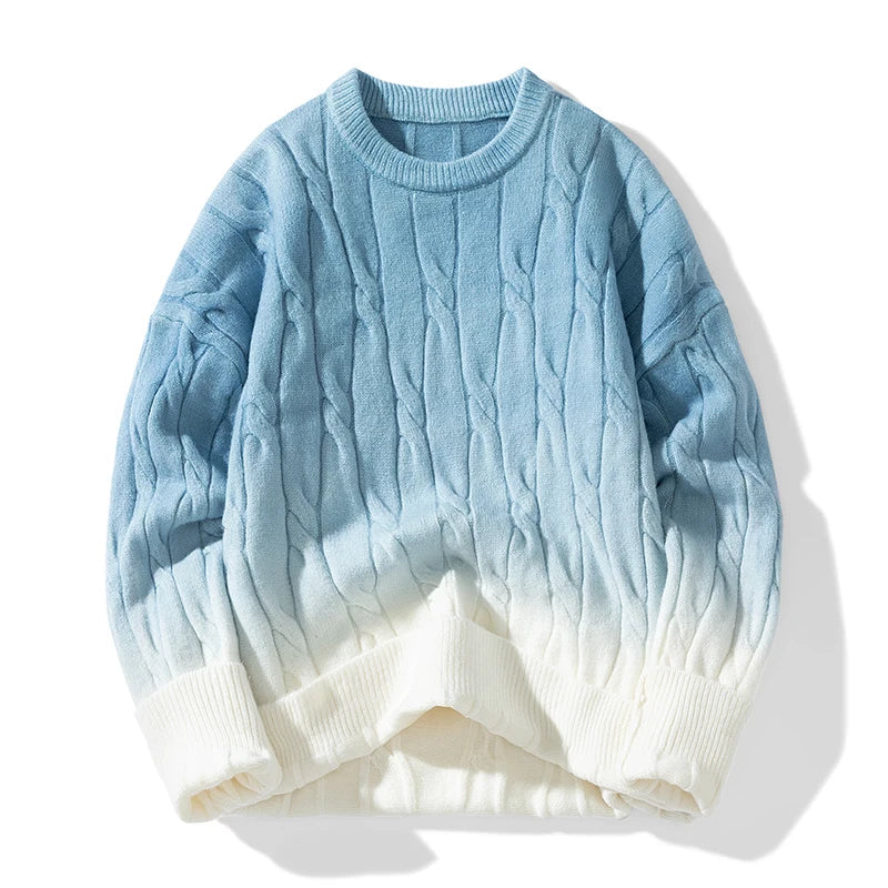 Cable Knit Gradient Wool Sweater