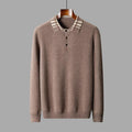 Striped Collar Quarter Button Sweater