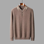 Striped Collar Quarter Button Sweater