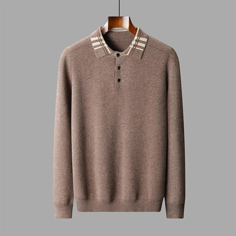 Striped Collar Quarter Button Sweater