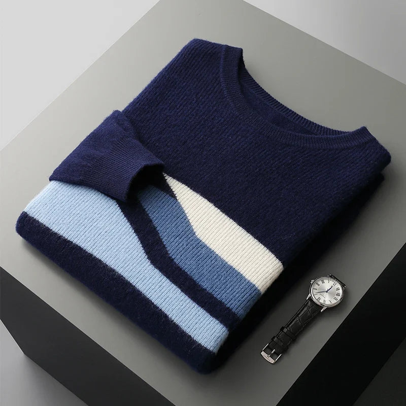 Geometric Pattern Wool Crew Sweater