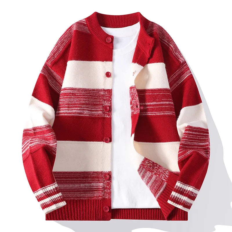 Horizontal Stripe Soft Knit Cardigan