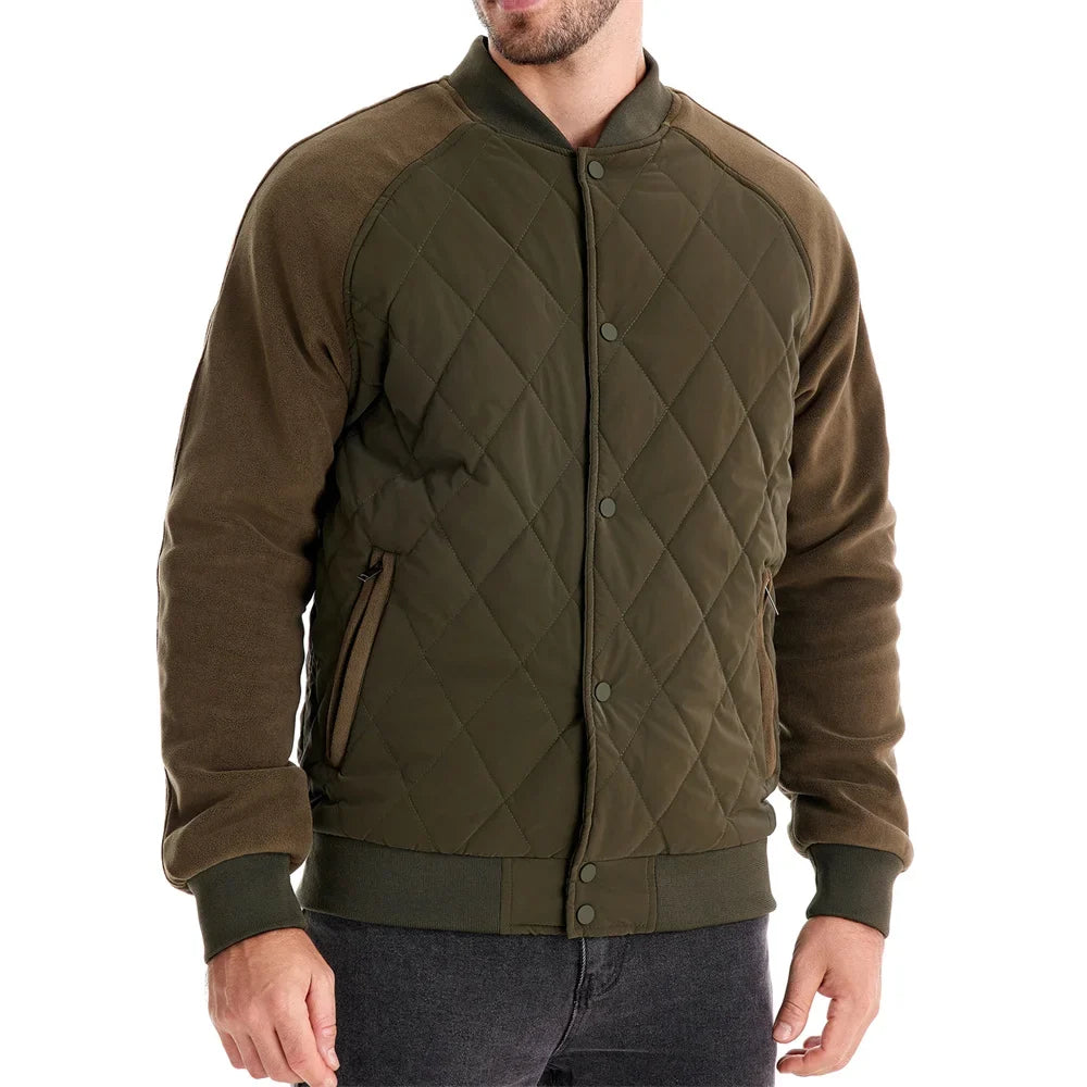 Wool Blend Button-Up Fleece Bomber