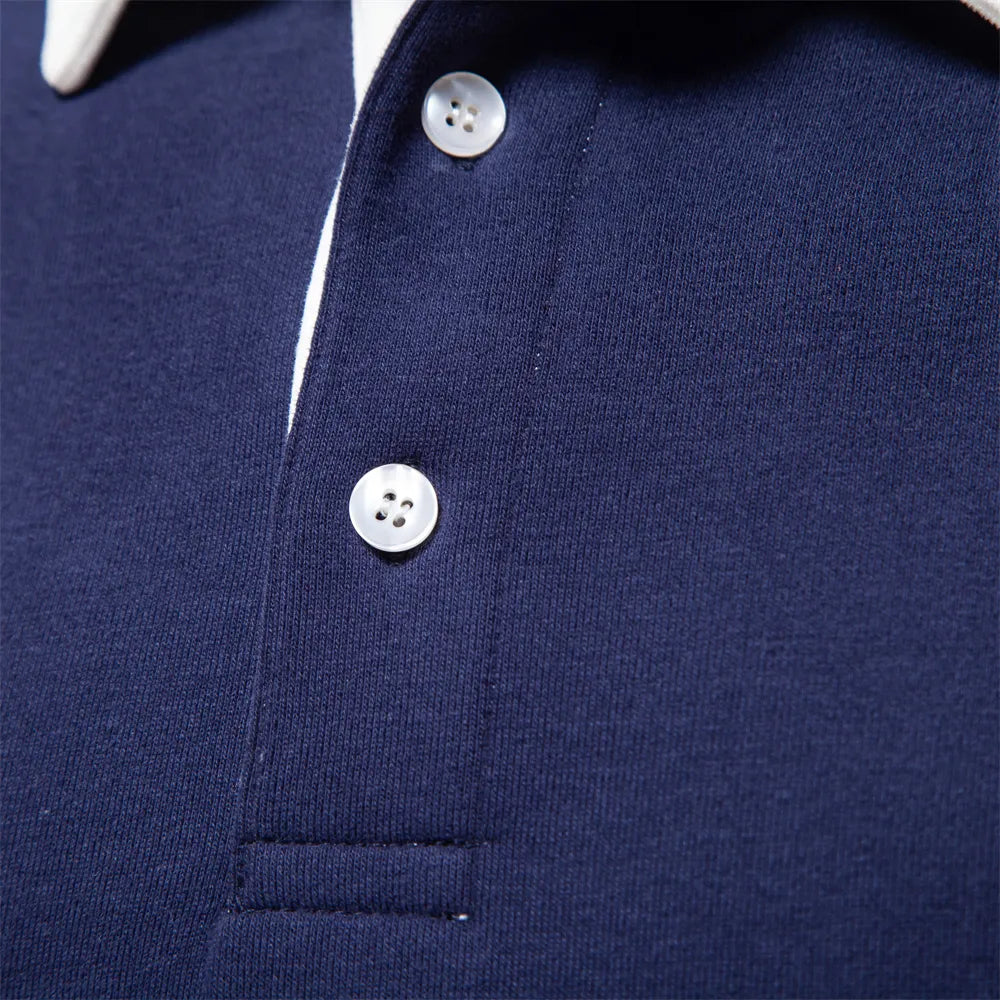 Contrast Collar Polo Sweatshirt