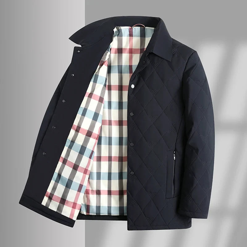 Diamond Quilted Snap-Button Jacket