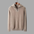 Cable Knit Half-Zip Wool Sweater