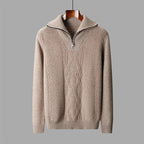 Cable Knit Half-Zip Wool Sweater