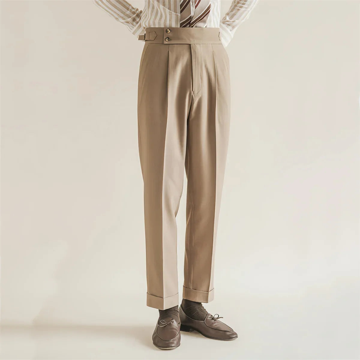 Pleated High Waist Dress Trousers