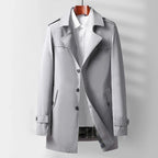 Plaid-Lined Notched Collar Overcoat