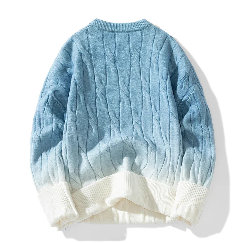 Cable Knit Gradient Wool Sweater