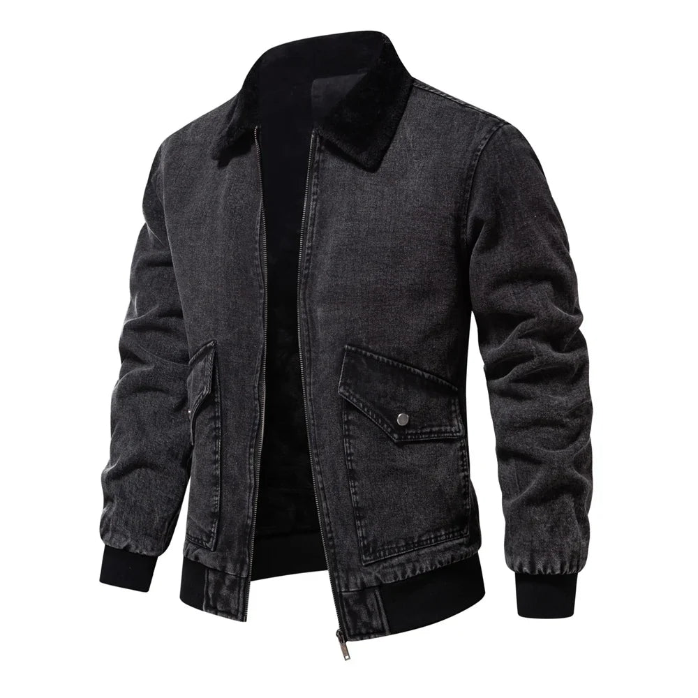Fleece Lined Rugged Denim Jacket