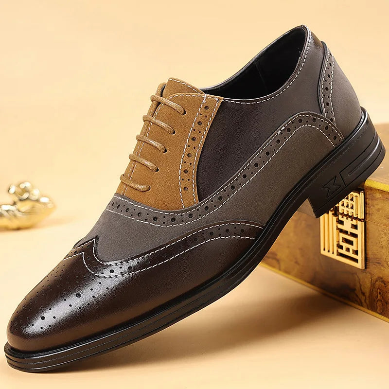 Leather and Suede Wingtip Brogue