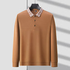 Plaid Collar Textured Polo Sweater