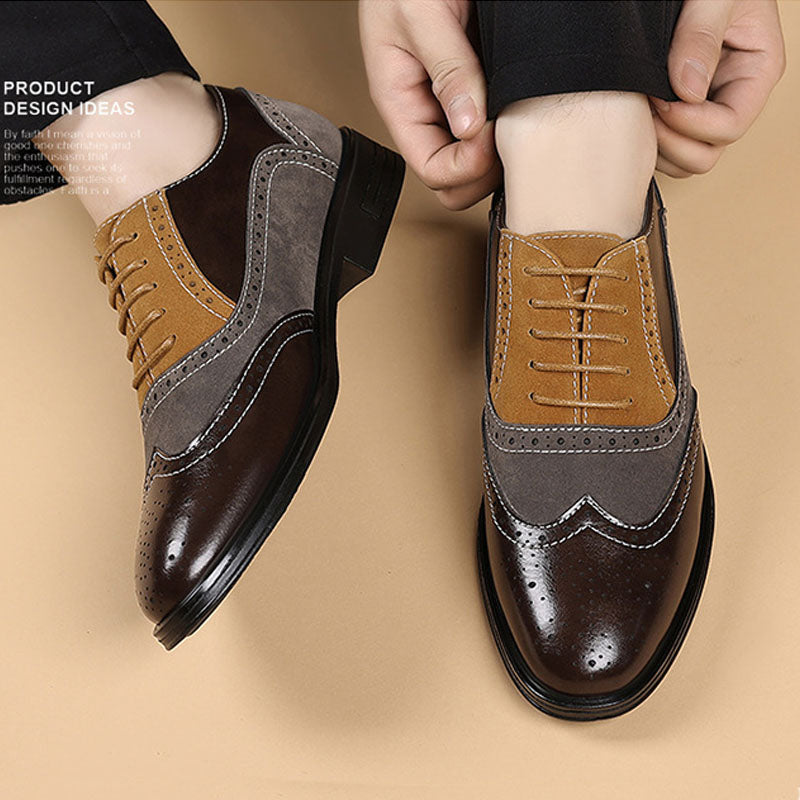 Leather and Suede Wingtip Brogue