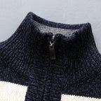 High Collar Striped Wool Sweater