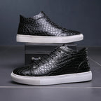 Croc-Embossed Leather Sneakers