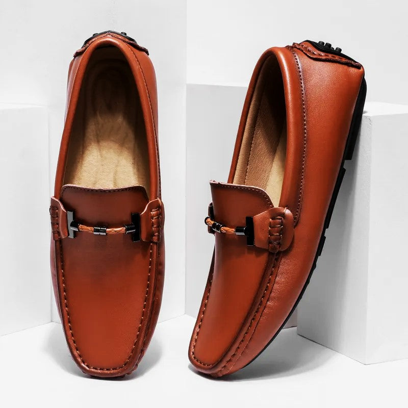 Real Leather Slip-On Moccasins