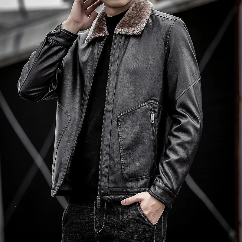 Fur Collar Premium Leather Jacket