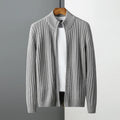 Vertical Rib Full-Zip Knit Cardigan