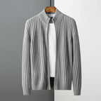 Vertical Rib Full-Zip Knit Cardigan