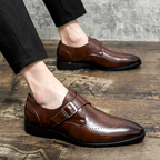 Brogue-Detail Buckle Dress Shoes