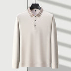 Plaid Collar Textured Polo Sweater