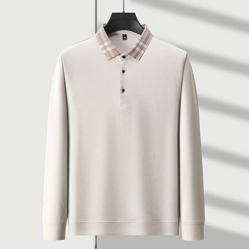 Plaid Collar Textured Polo Sweater