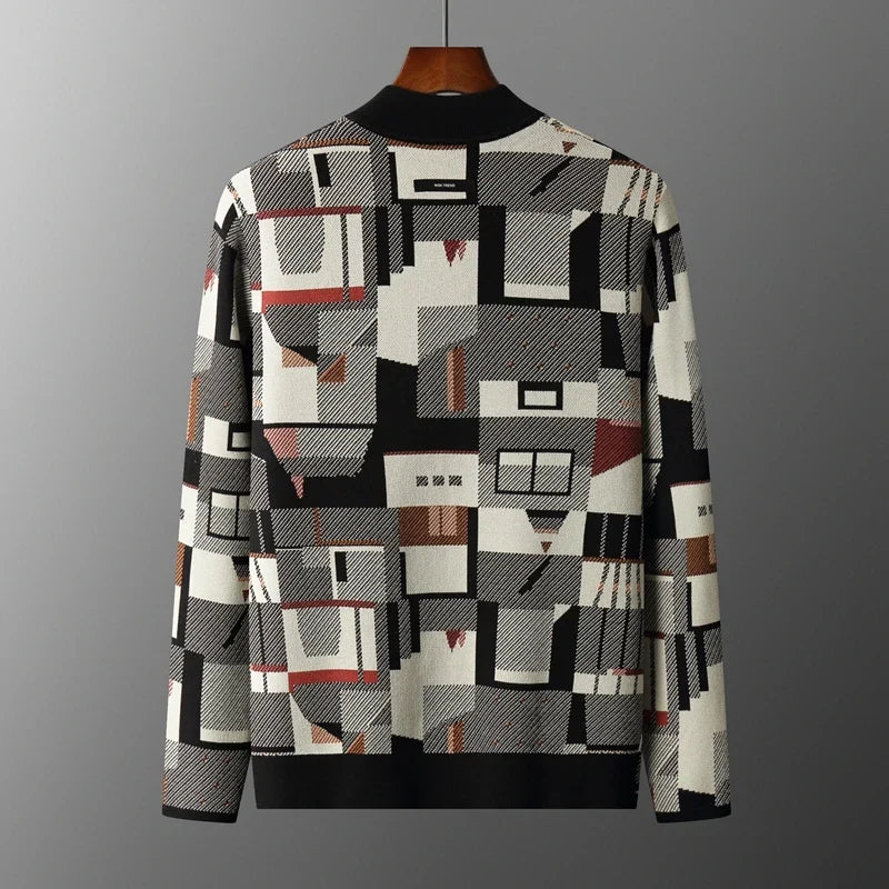 Abstract Pattern Wool Blend Cardigan
