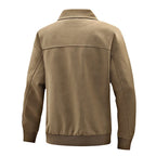 Ribbed-Cuff Classic Leather Jacket