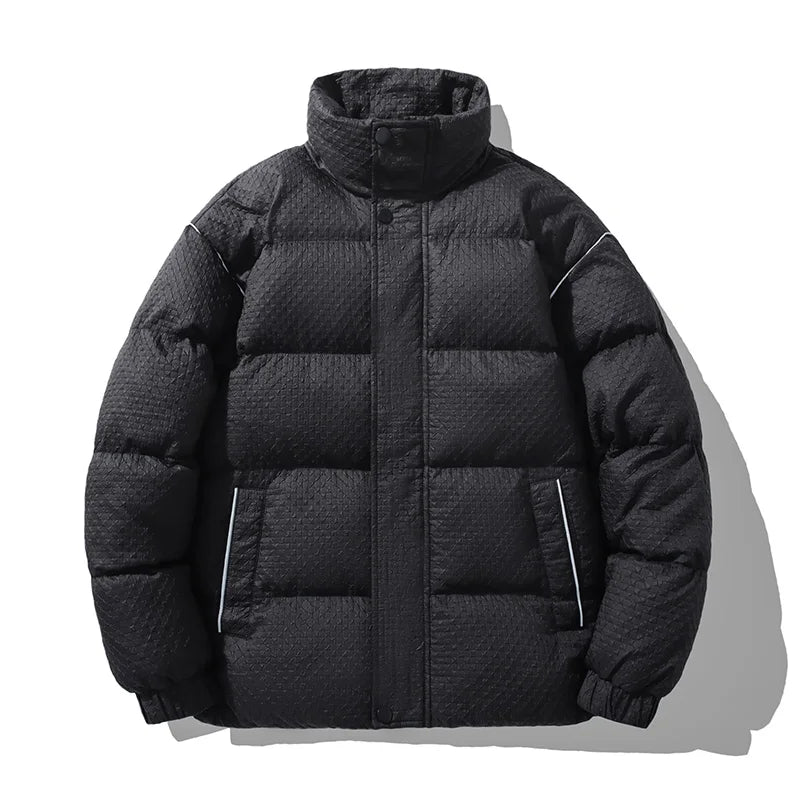High Collar Textured Puffer Jacket